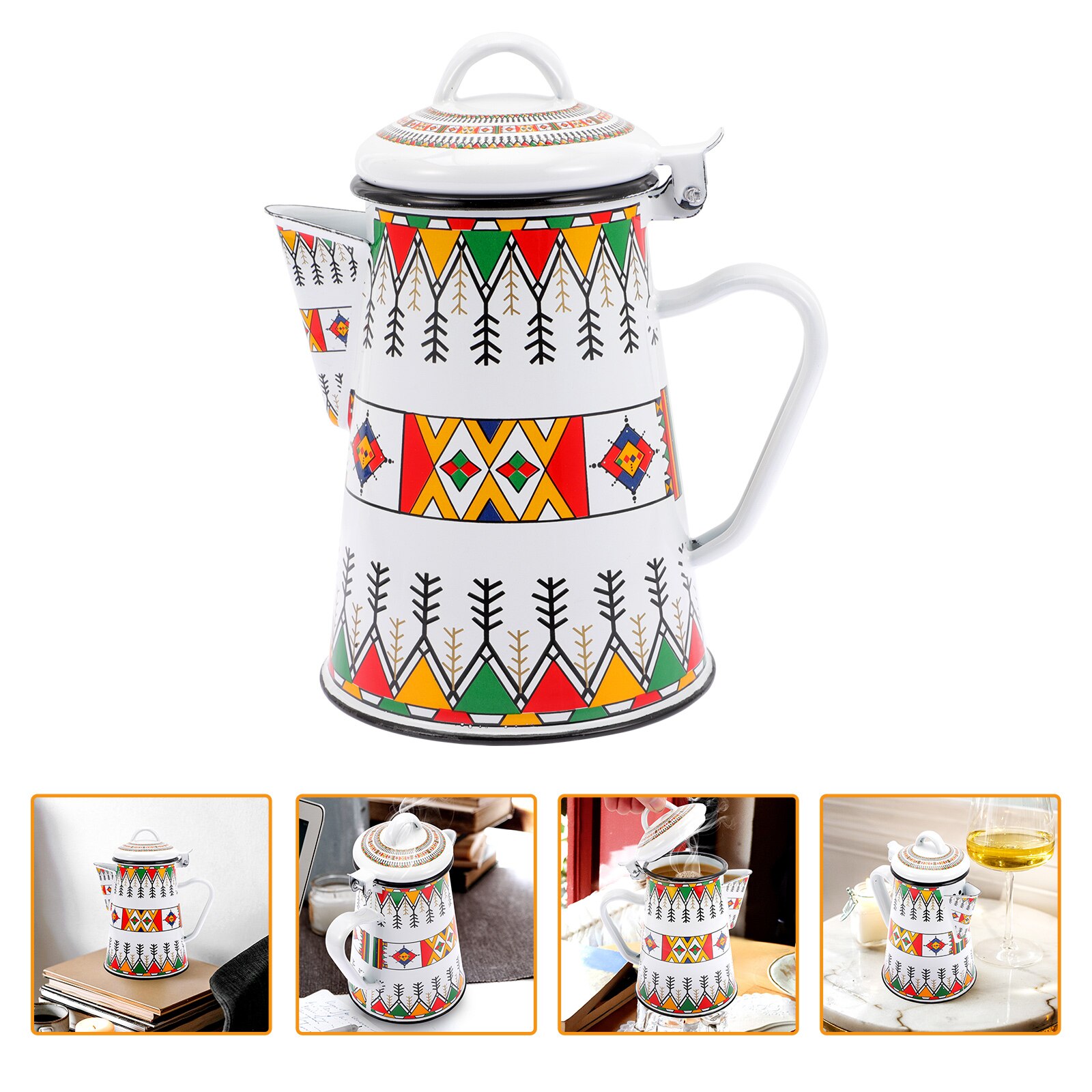 Enamel Coffee Pot Household Retro Coffee Pot Home Kitchen Supply: Default Title