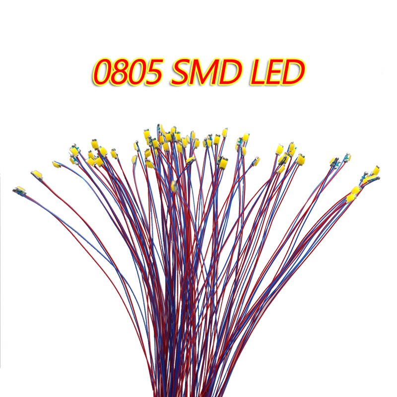 3v Pre-wired #0805 SMD Leds Non flashing Lighting with 30cm Connection Wires hobby Model Kit Railway Railroad Starship Lighting