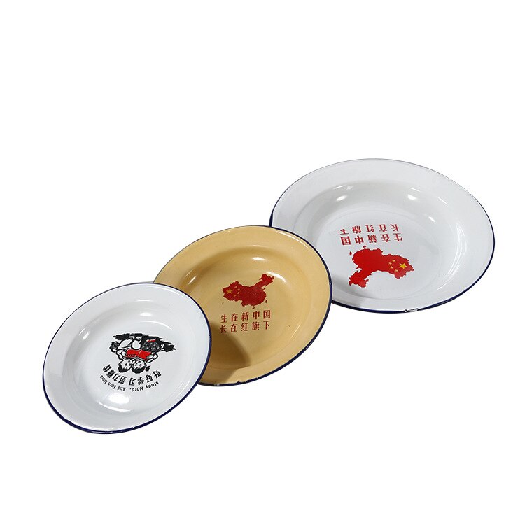 Styl ludowy talerz przekąnarty płytkie talerze emalia danie prześdowcip przetwarzanie tanie płyta losowy wzór talerze porcelanowe