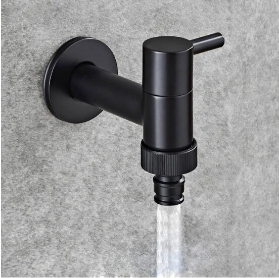 Washing machine faucet Copper Bathroom corner faucet tap Single Cold garden Faucet Black Oil outdoor mixer Small Tap: Chrome