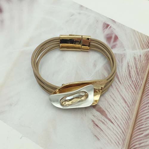 Bohemian Unique Crystal Bracelets & Bangles For Women Alloy Magnetic Tube Bar Clasp bracelet 3 Colors: Gold