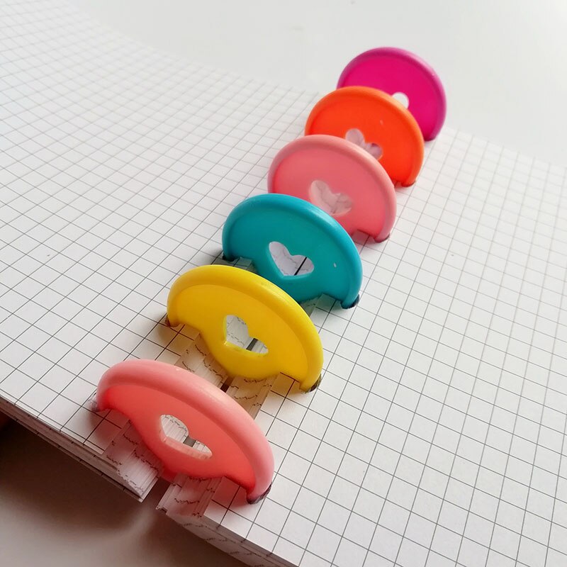 Bloc-notes avec trou en forme de champignon, 6 pièces, reliure à disque, boucle d'anneau, disque en plastique à feuilles mobiles, bouton de bobine pour Scrapbook