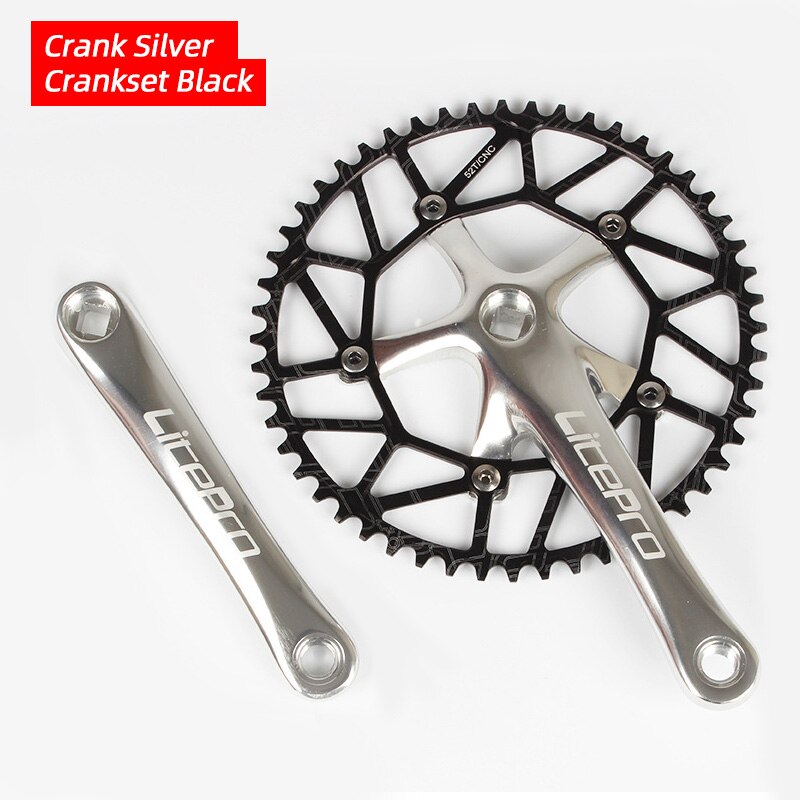 Litepro Lp 130BCD Fiets Kettingblad 50 52 54 56 58T Aluminium Enkele Disc Ketting Wiel Vouwfiets Vierkante gat Crankstel: Silver Crankset 52T