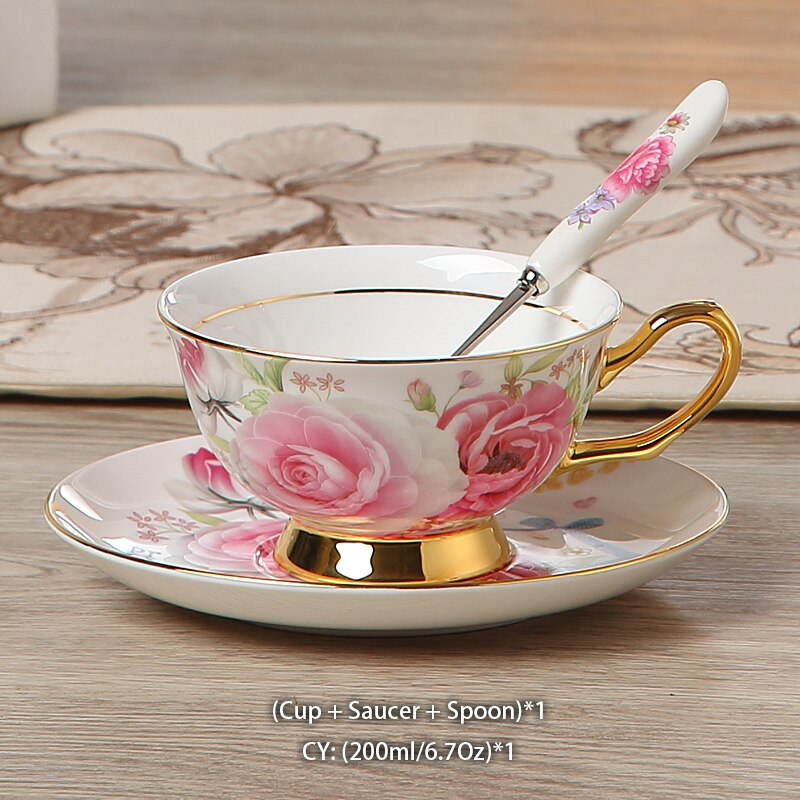 Romantic Bone China Coffee Set British Porcelain Tea Set Ceramic Pot Creamer Sugar Bowl Teatime Teapot Coffee Cup Coffeeware: 1Coffee Cup