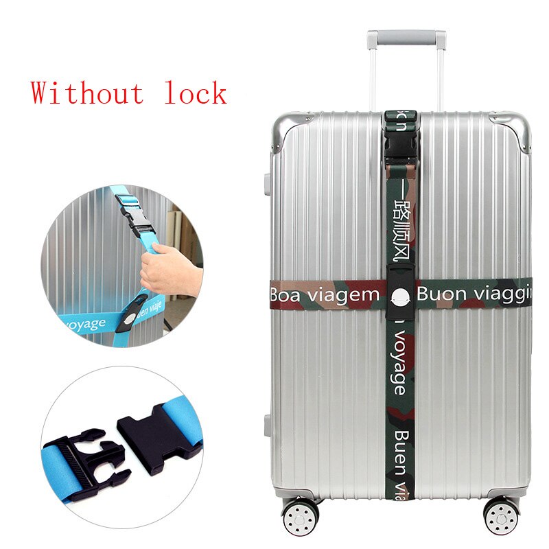 Luggage Strap Suitcase band Three digits password Belt Luggage Straps Cross Belt adjustable Travel accessorie Suitcase rope band: Without lock guise