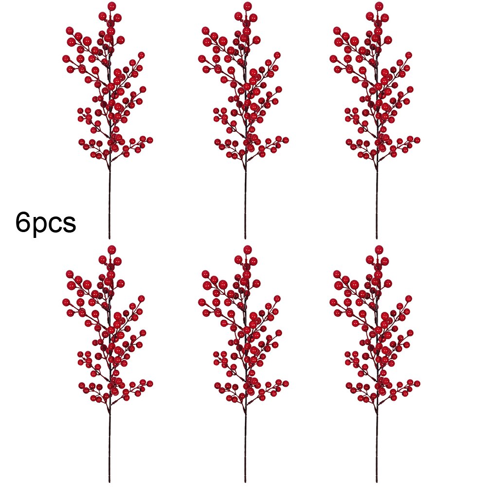 Simulerede røde bær stilke gren til blomsterarrangementer atmosfære layout juletræspynt bryllupsfest dekor festiv: A4