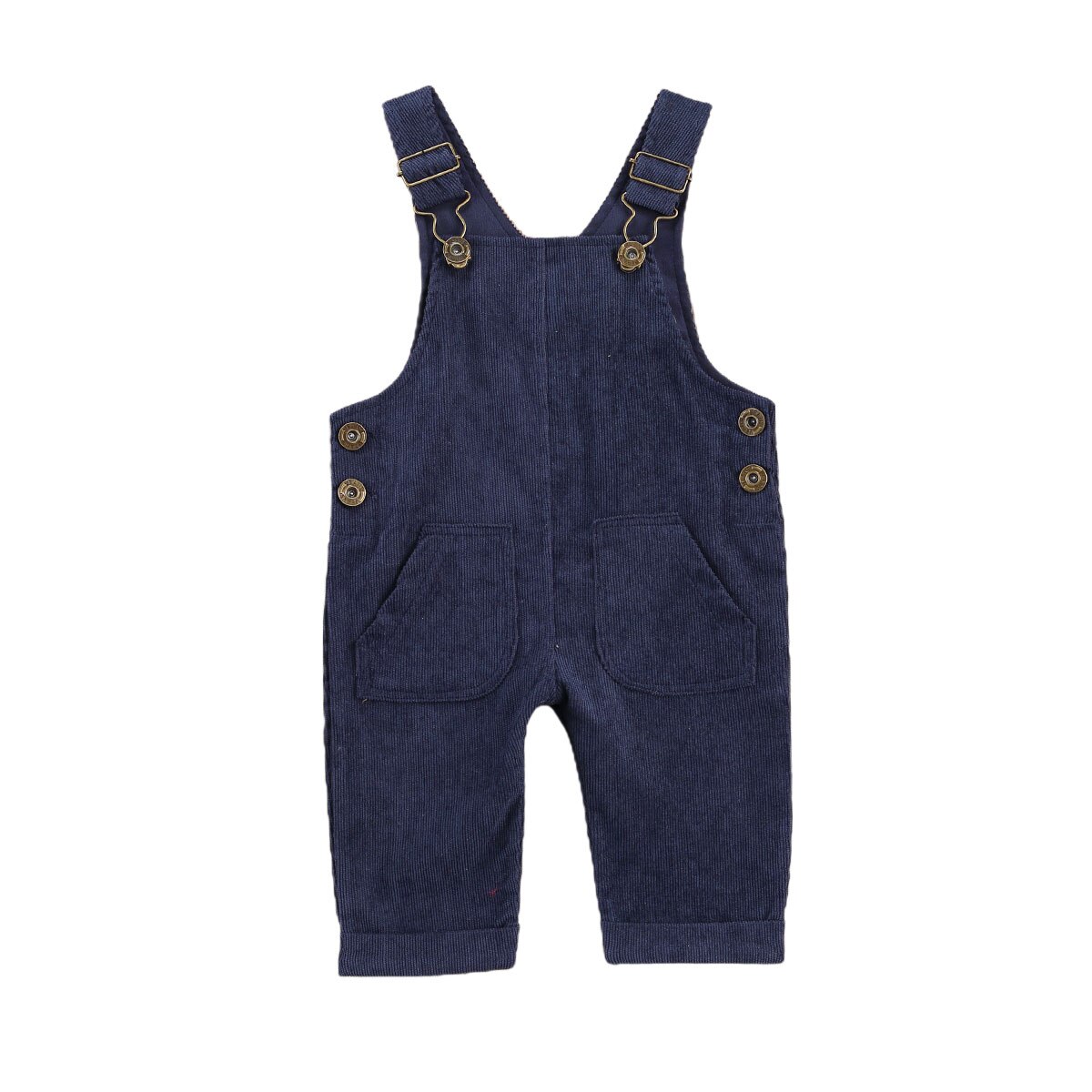 Pantalones de tirantes con botones para bebés y niños, pantalón holgado con bolsillos de Color sólido, traje con hebilla ajustable, 0 a 24 meses,: Blue / 6 meses