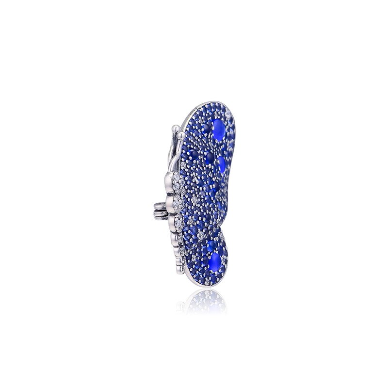 Dazzling Blue Butterfly Brooch Mixed CZ 925 Sterling Silver Jewelry Female Crystal Pin Charm Beads Jewelry Making Spring