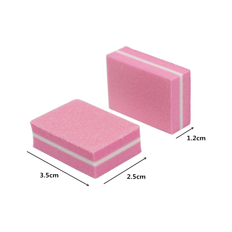 Conjunto de lixas de unha esponja rosa 200, mini lixa de unha para manicure com polimento profissional, 100/180