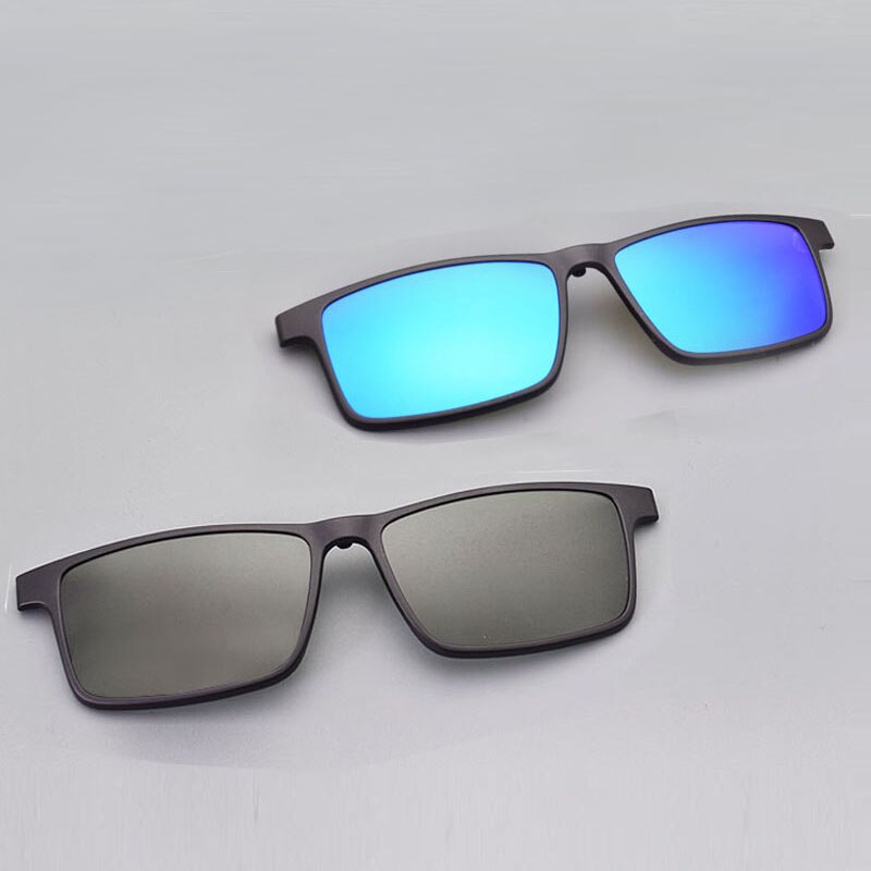 Halv ramme briller mænd med spænde polariserende solbriller magnet rustfrit stål nattesyn beskyttelsesbriller køre recept: Blå sort
