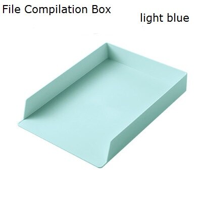Office desktop organizer Multi-function receipt box penholders file document tray Overlayable organizer: blue