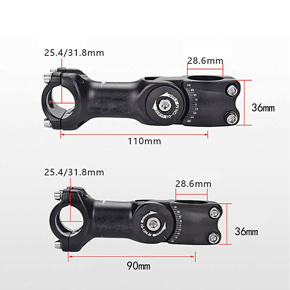 MTB Road Bike Stem Adjustable Rise Up Bicycle Handlebar Stem 25.4/31.8*90/110mm Bicycle Road Bike Replacement Parts For Cycling