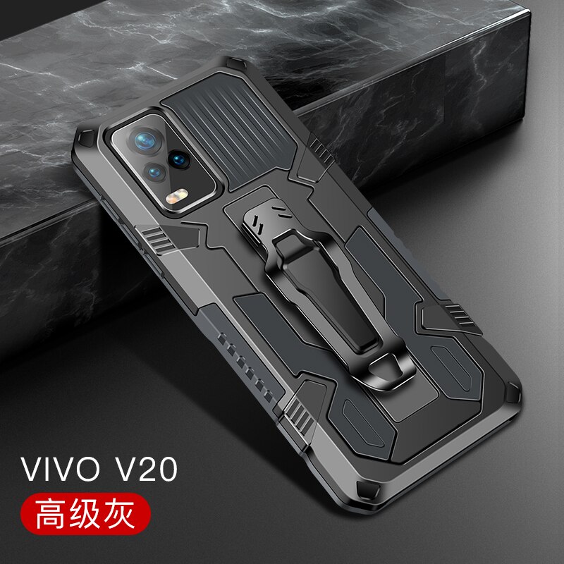 Zbroja etui na Vivo V20 obudowa odporna na wstrząsy futerał na pasek pokrywa dla Vivo V20 etui na telefon VivoV20 etui Funda etui na Vivo V20 SE 2020: For Vivo V20 / GRAY