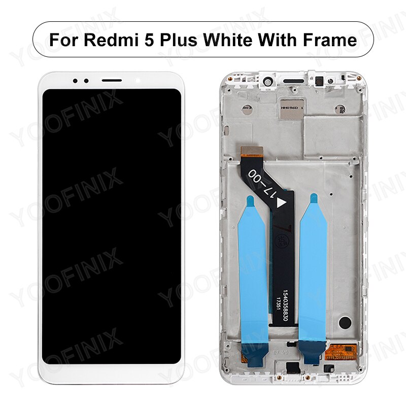 Pantalla táctil LCD Original de 5,99 pulgadas para Xiaomi Redmi 5 Plus, piezas de repuesto de digitalizador, para Redmi MEG7: White With Frame