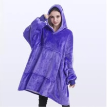 Winter Warm Blanket With Sleeves Oversized 6 Color 850Grams Plush Hoodie Sweatshirt Outdoor Wearable Blankets