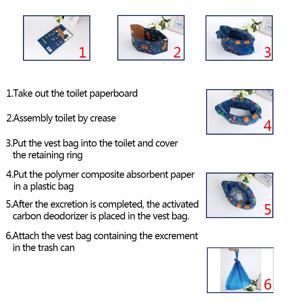 Orinal plegable portátil para coche, orinal de viaje para entrenamiento, orinal de emergencia infantil con bolsas de papel absorbentes para niños y bebés
