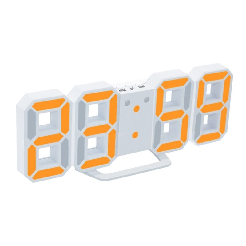 3D Morden LED Digital Wall Clock Table Desk Alarm Watch Durable Night Light Lamp X4YD: White Orange Digits