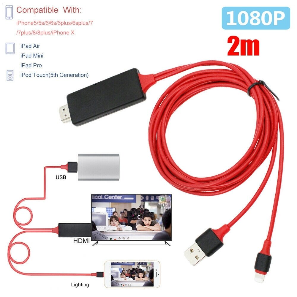 Lightning naar HDMI Adapter Kabel, USB 8 Pin naar HDMI HDTV AV Kabel Adapter 1080P Opladen Adapter Kabel