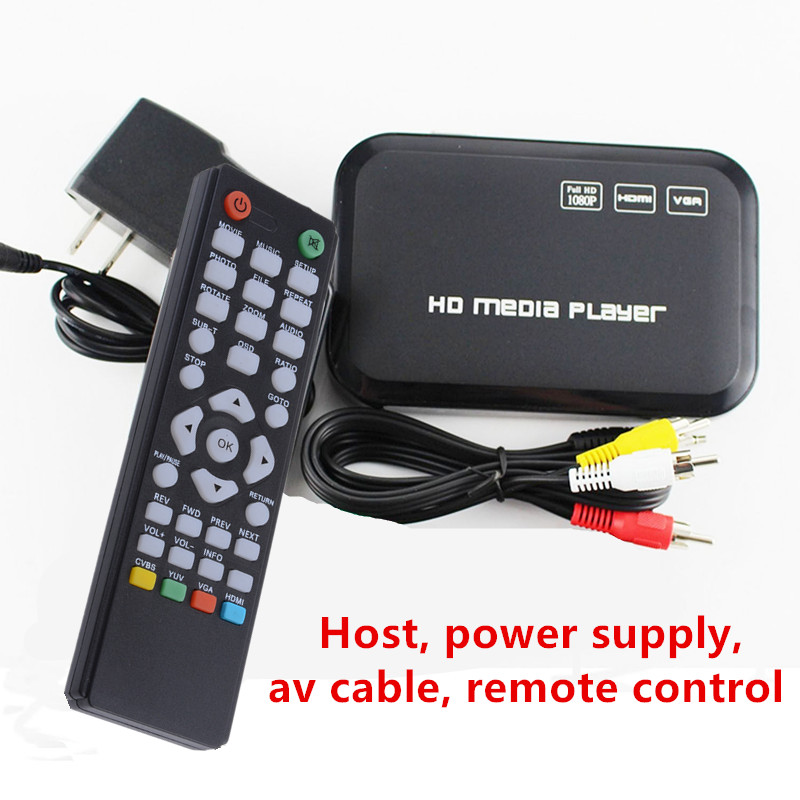 Lecteur multimédia JEDX USB Full HD 1080 P HDD HDMI VGA avec lecteur de carte SD/MMC MKV H.264 RM WMV, lecteur publicitaire HD
