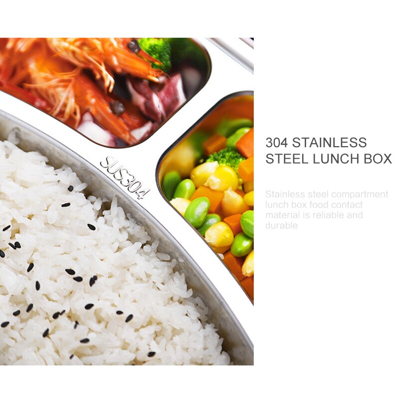 Portable 304 Stainless Steel Lunch Box Compartment Bento Box Kitchen Leakproof Food Container To Send Tableware