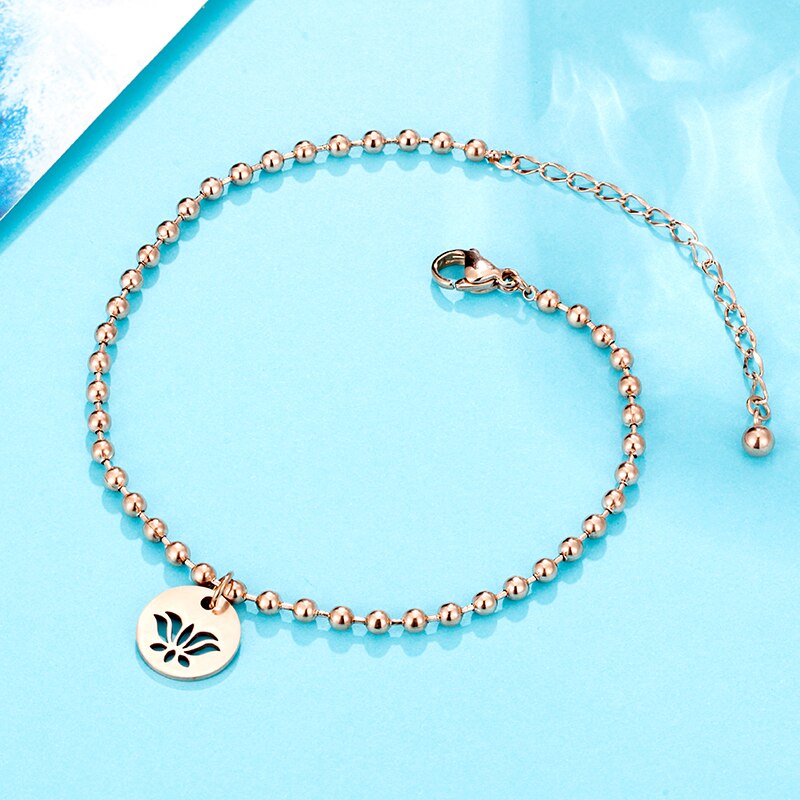 Retro Beaded Yoga Ankle Bracelet Plant Lotus foot Chain Summer Beach Initial Chain Women Girl festival jewelry Anklet