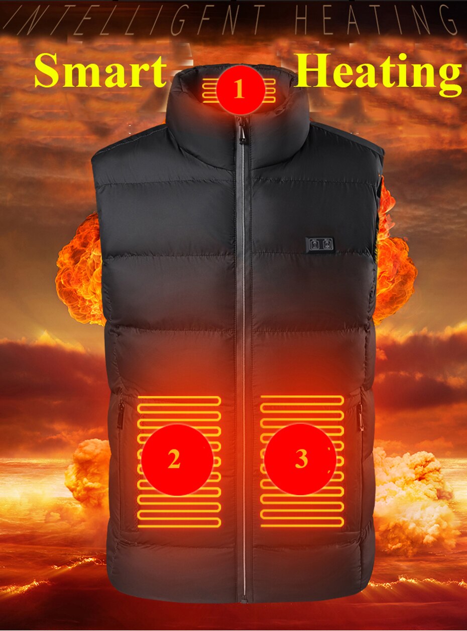 Bereichen Winter Beheizt Jacke Männer der Frauen Beheizte Weste Selbst Heizung Weste Thermische Kleidung Usb Akku Betrieben Heizung Mantel Wandern