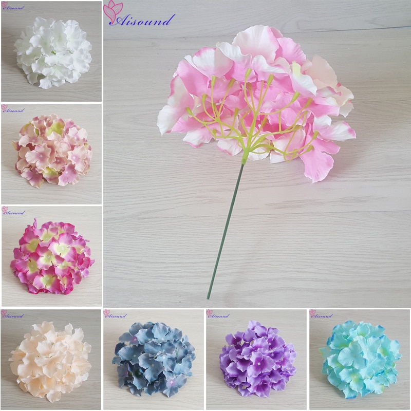 10 Stuks 20Cm Grote Zijden Hortensia Bloem Stem Bloemen Tak Voor Bruiloft Decoratie Diy Bloemen Muur Levert