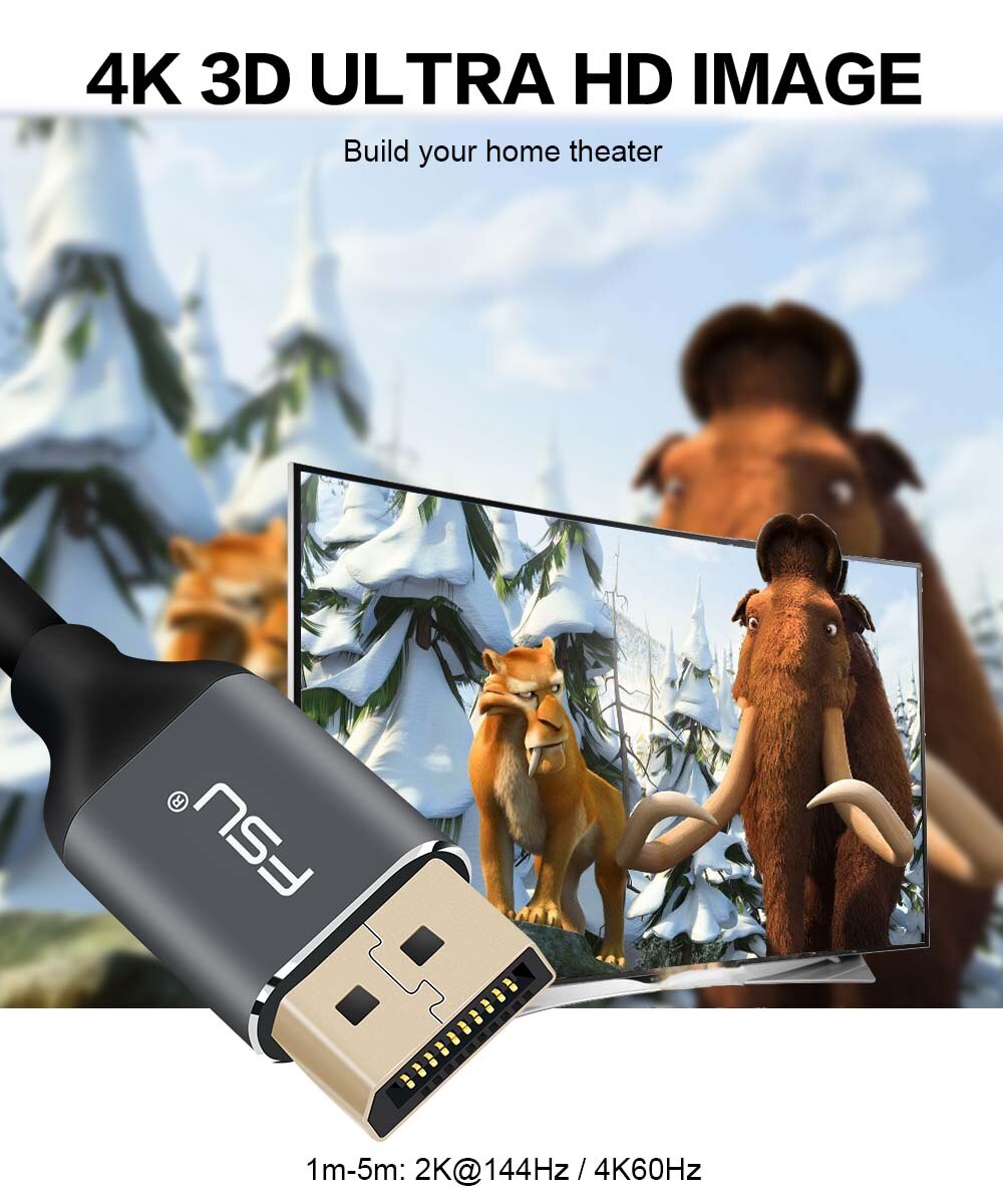 DP Cable 4K 144hz Display port DP 1.4 Cable 2K 165Hz Displayport Cable 8K DP to DP Cable for Samsung Video PC Laptop TV DP 1.2