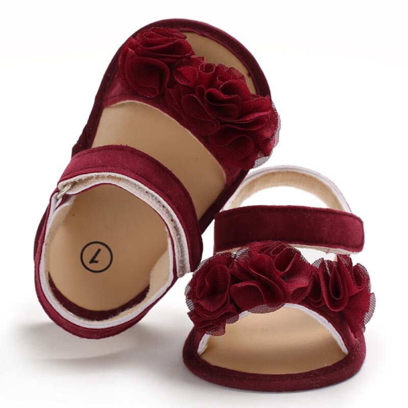 Capretti Del bambino Della Ragazza Morbide Scarpe con Suola anti-slittamento Sandali Prewalkers Disegno Del Fiore di Scarpe Da Passeggio