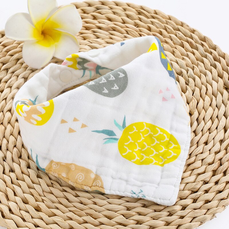 Muslin Baby Slabbers - Cartoon Dierenprint - Katoen Bandana Smock - Unisex Baby Spuugdoekjes: Gele ananas