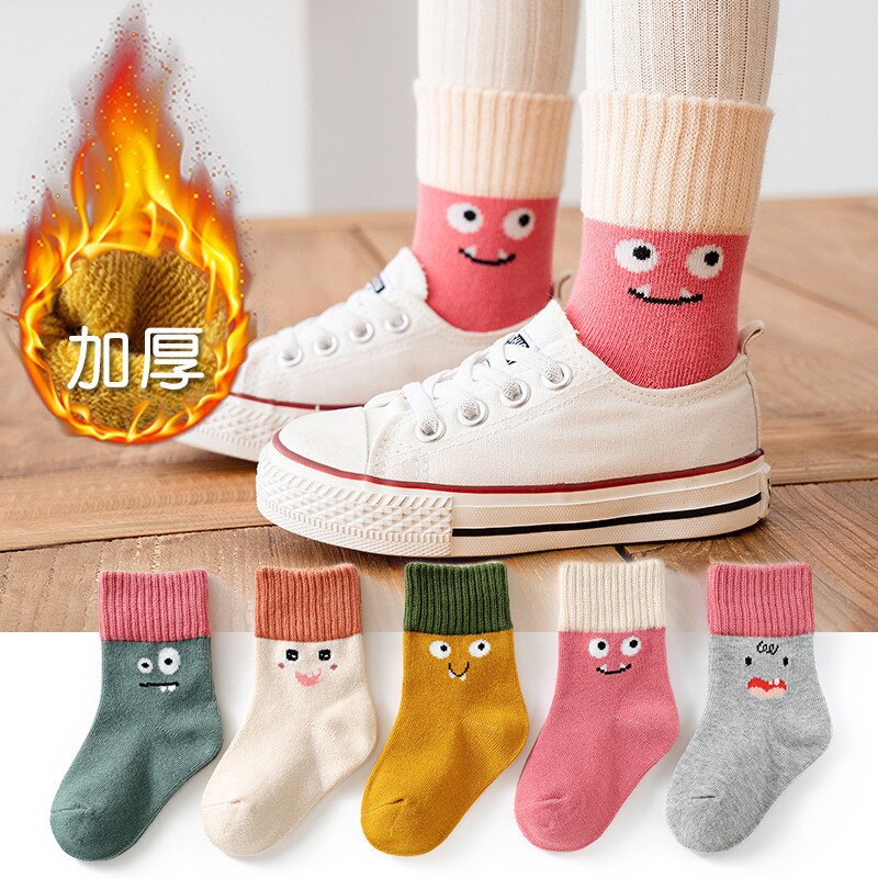 5 Paren/partij Kinderen Sokken Herfst En Winter Dikke Pluizige Badstof Sokken Cartoon Jongens Meisjes Houden Warme Sokken Voor 1-12 Jaar: C / 5-8 Years