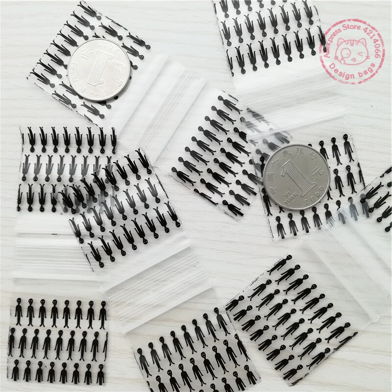 1515 Zware D Naakte Dames Print Desgin Sieraden Tassen Zip Lock Baggies 100Pcs 1.5 "X 1.5" T09: black alien