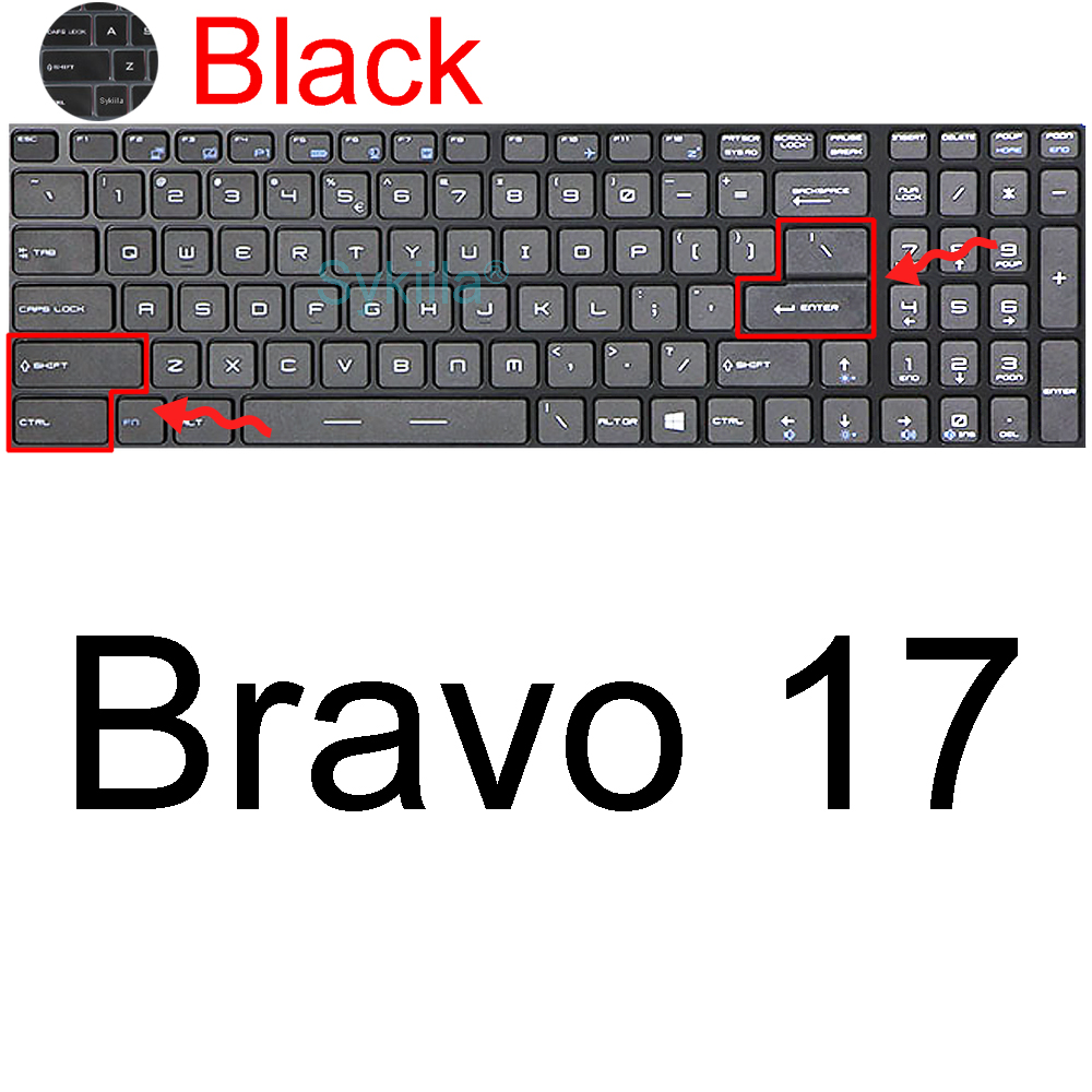 coperchio per tastiera per MSI Bravo 15 Bravo 17 A4DDR Custodia protettiva in silicone TPU 15.6 17.3 Accessori per computer portatile da gioco Nero trasparente: giallo