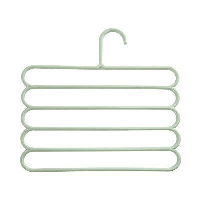 Pants Hanger Space Saving Multi Layer Storage Closet Rack Hanger Belt Scarf Trousers Tie Hangers Holders Non-slip Magic Hanger: A-Green