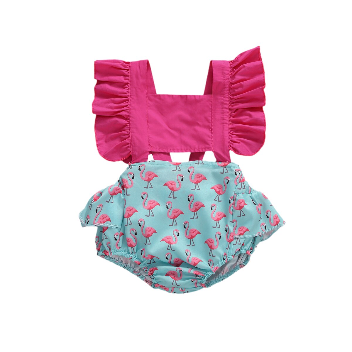 Citgeett zomer babykleding voor meisjes, korte uitlopende mouwen, pullover, bodysuit, ananas, flamingo print, kleding: C / 12m
