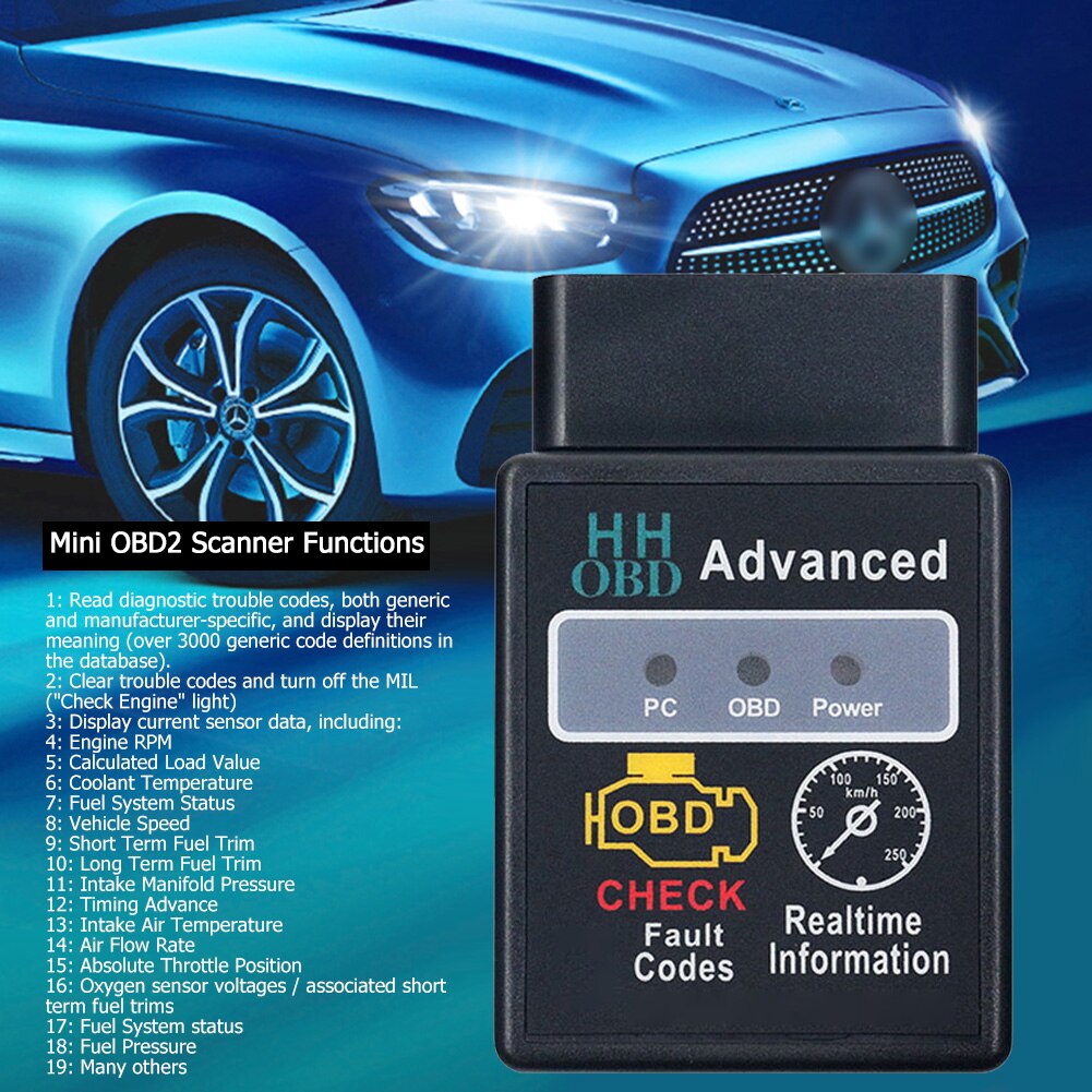 Bluetooth V2.1 Mini Elm327 obd2 scanner OBD car diagnostic tool code reader For Android Windows Symbian English