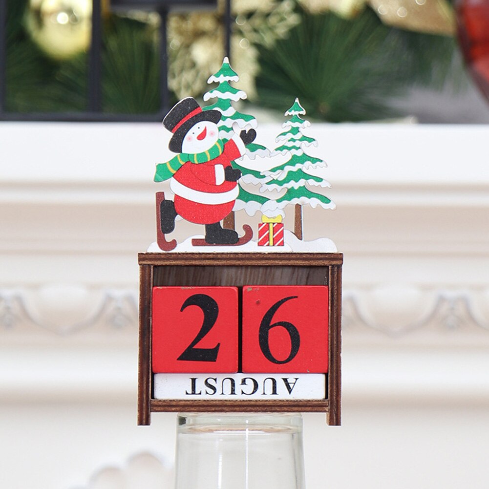 Utilería para fotografía, calendario para el hogar, Decoración de mesa bonita artesanal, portátil, árbol de Navidad, Festival, cuenta atrás, bloque de de madera