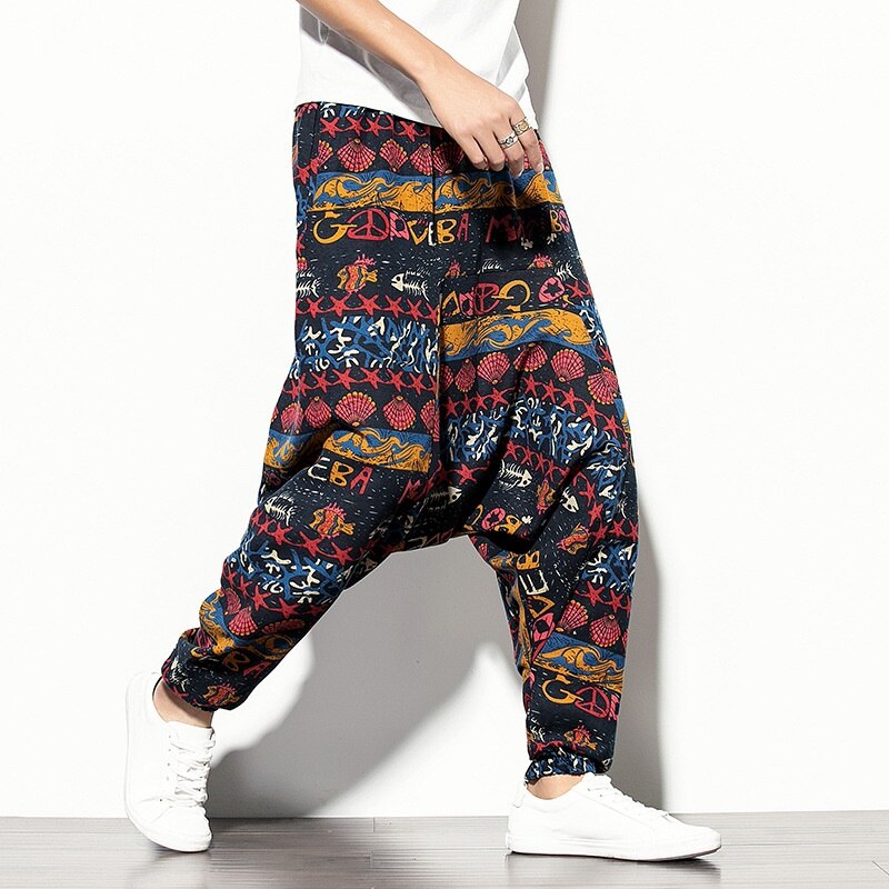 Pantalon sarouel de Style chinois pour homme, Streetwear, Vintage, décontracté, survêtement Hippie, japonais, Kimono, collection automne 10959