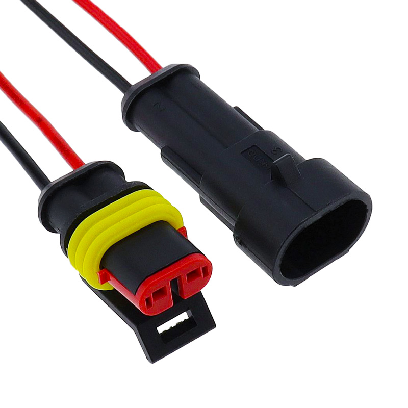 2-poliger, versiegelter, wasserdichter Steckverbinder-Steckersatz für elektrische Leitungen mit Kabel: verrotten