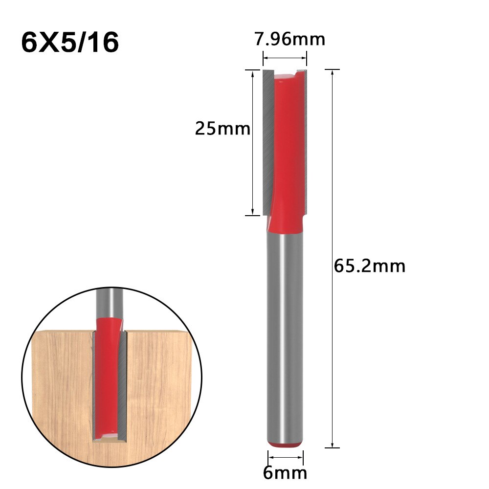6mm skaft rett bit trebearbeidingsverktøy freser for trespalte graveringsmaskin hardmetall endefres fres: No5 6 x 5 l 16