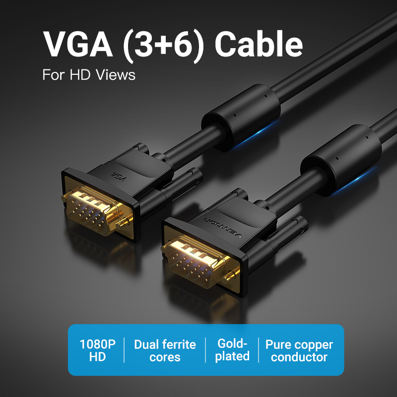 Vention-Cable VGA macho a macho, 1080P, 1m, 1,5 m, 5m, 10m, 20m, 15 Pines, para Monitor de ordenador y proyector