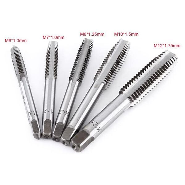 T-Handle Wrench Threading Tap Set 5Pcs Metric Thread Tap with T Tap Wrench M6-M12 Wrench Metric Hand Thread Tap