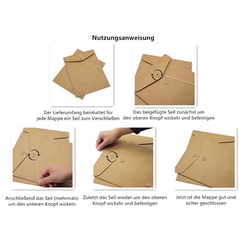10Er Porte-Documents En Carton/Papier Kraft Dans A4 Format, porte-documents, porte-documents, Dossier, 31X24 Cm