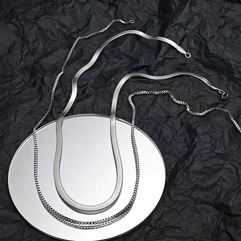 Fijne 925 Sterling Zilveren Platte Slang Ketting Ketting Set Sieraden Voor Mannen Vrouwen Charmes Bruiloft Mode Valentijnsdag