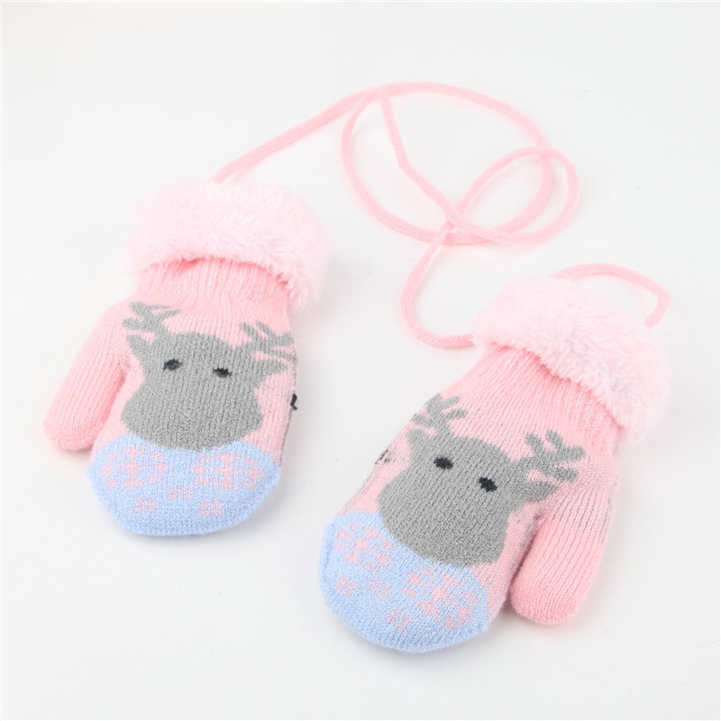 2-6T guanti per bambini caldi spessi più velluto bambini ragazze ragazzi guanti a maglia inverno bambini bambino corda guanto regalo di natale: A