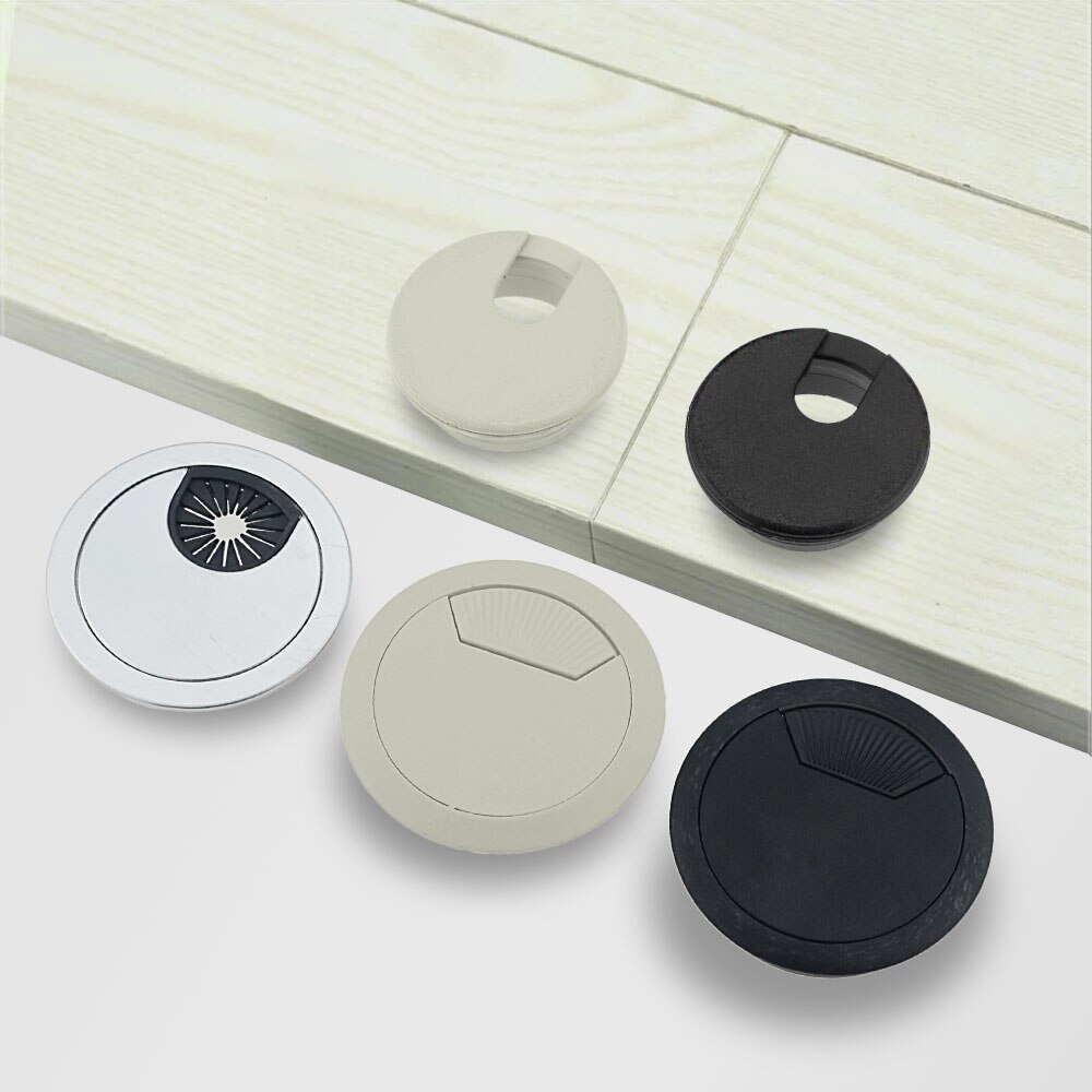2Pcs Desk Wire Hole Cover Base Computer Grommet Table Cable Outlet Port Surface Line Box Furniture Hardwar desk computer desk
