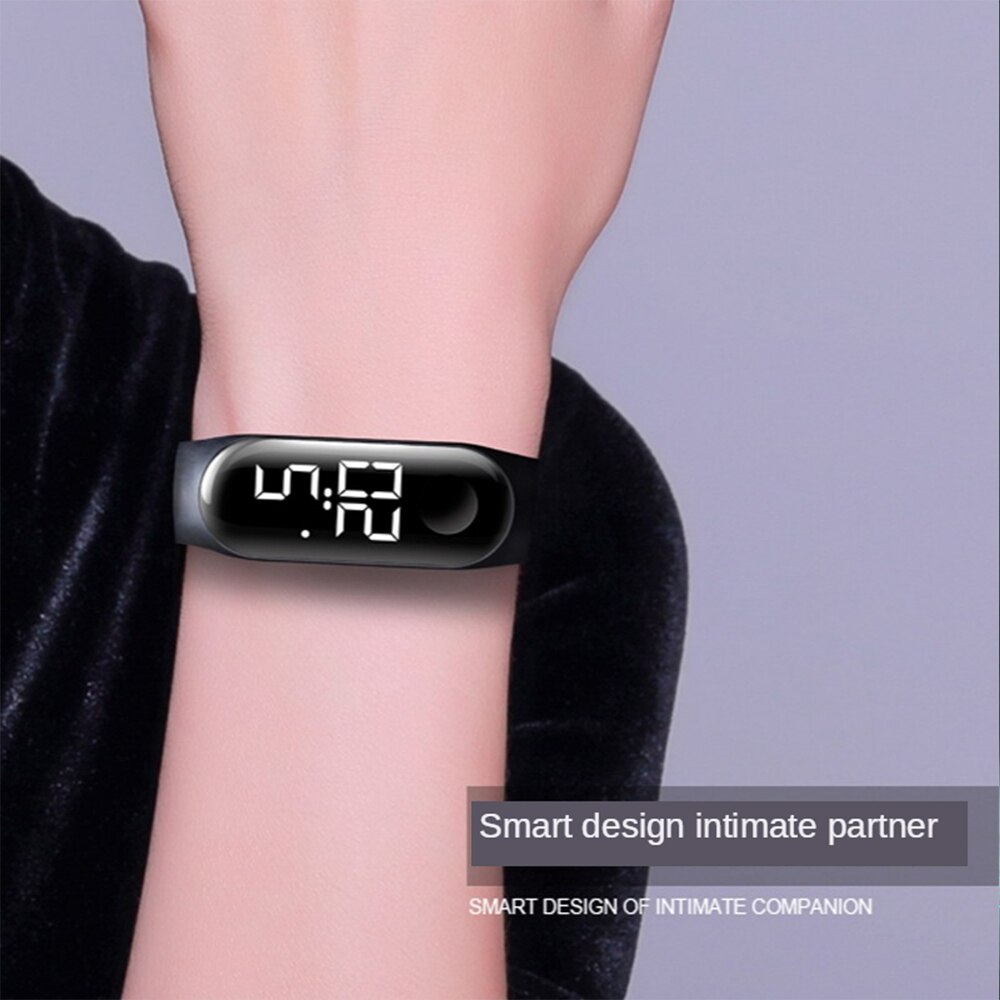 Montre numérique de luxe en Silicone, écran tactile, lumière blanche, étanche 50M, pour hommes et femmes, avec cadran haute définition, personnelle, LED