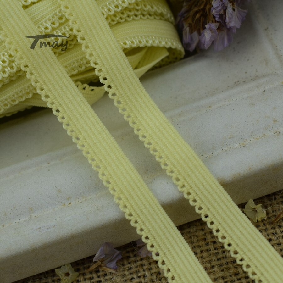 #1342 Yellow Elastic Bnds Rubber Band Lace Trim 8yards/lot stretch lace Ribbon Sewing Trimmings Appliques underwear Pants Tape