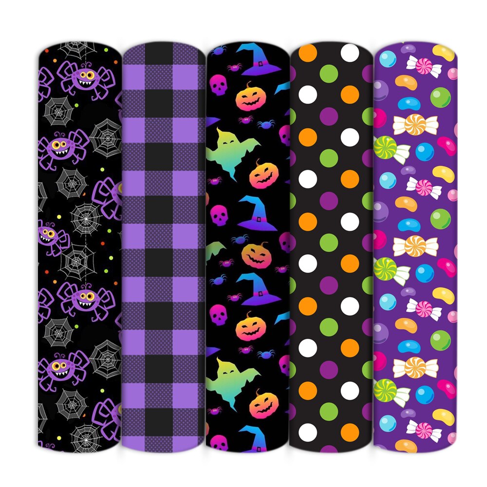 50*140cm 5 diseños/juego, medio metro Halloween poliéster algodón tela textil para el hogar costura acolchado ropa DIY,c12762