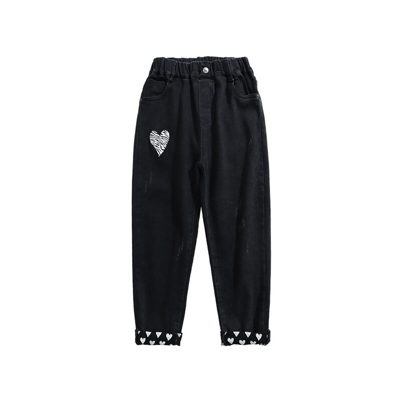 Pantalones vaqueros negros para niños y niñas adolescentes, pantalones bombachos informales de a la con estampado, talla nueva 2022, primavera y otoño, 10/12: 6